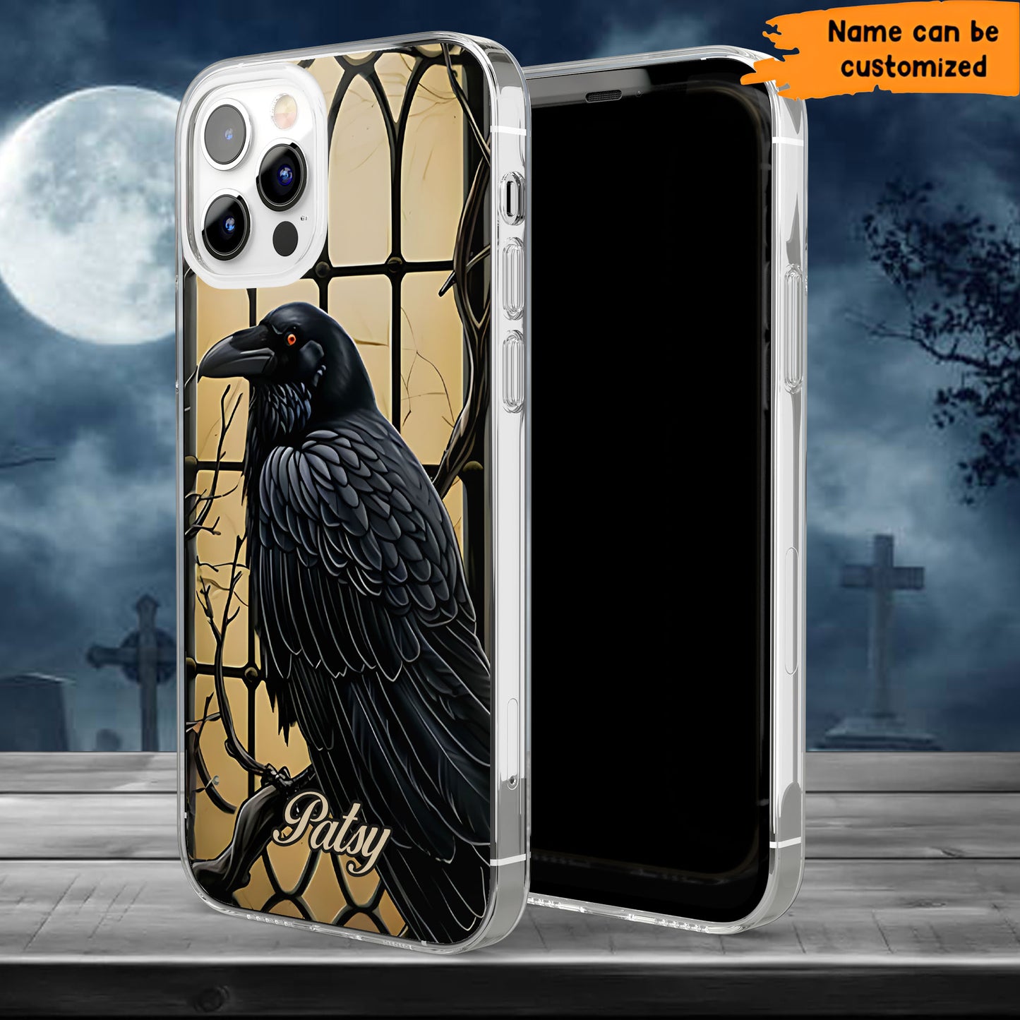 Gothic Raven Phone Case – Dark Mystery Inspired Personalized Clear Phone Case