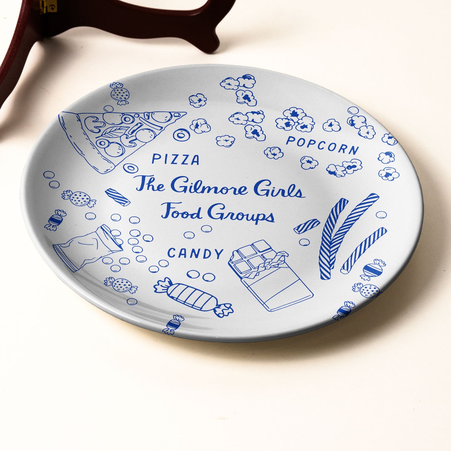 Gilmore Girls Food Groups Ceramic Plate – Pizza, Popcorn & Candy Design