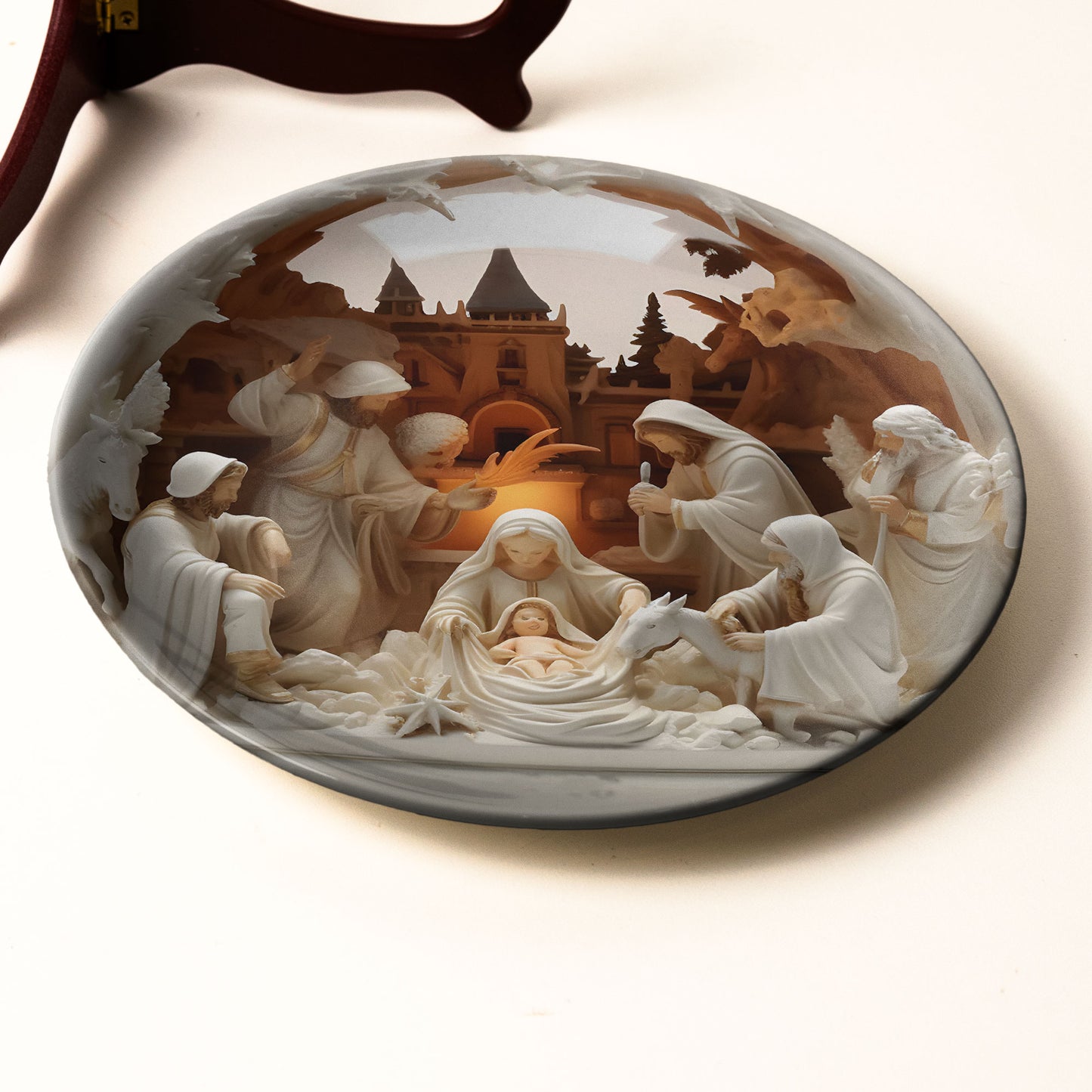 Holy Nativity Ceramic Plate – Handcrafted Christmas Scene