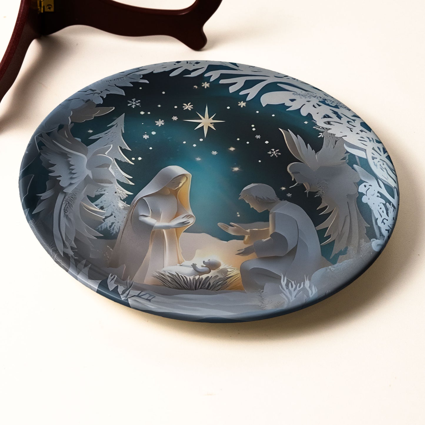 Silent Night Nativity Ceramic Plate – Holy Family Under the Star