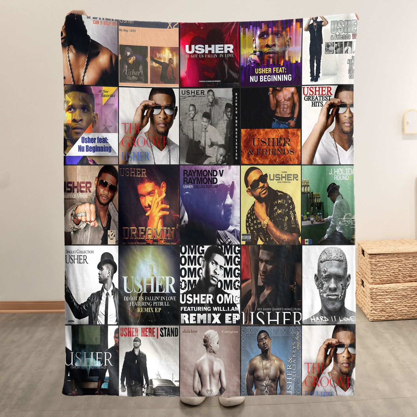 Usher Sherpa Blanket – A Hit-Filled Album Cover Tribute for R&B Lovers