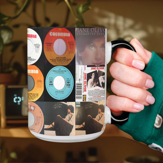 Jane Olivor Accent Mug – Timeless Vocal Elegance Album Collage Gift
