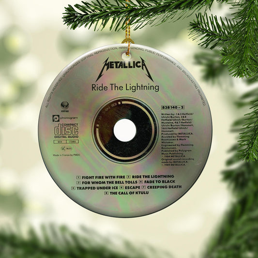 Ride The Lightning Metallica CD Design Ceramic Ornament – Rock Music Christmas Tree Decoration