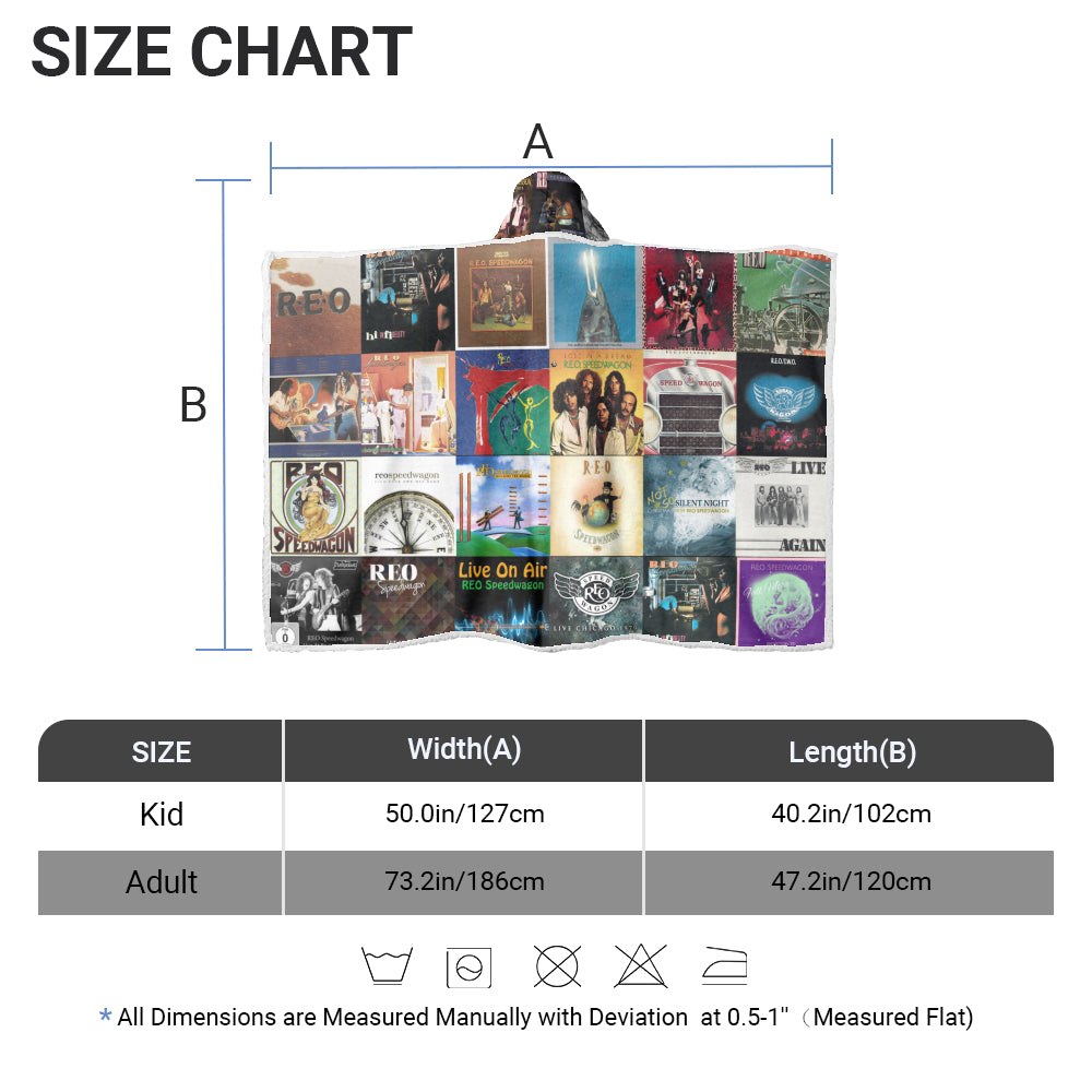 REO Speedwagon Album Art Wearable Hooded Blanket – Classic Rock Fan Gift