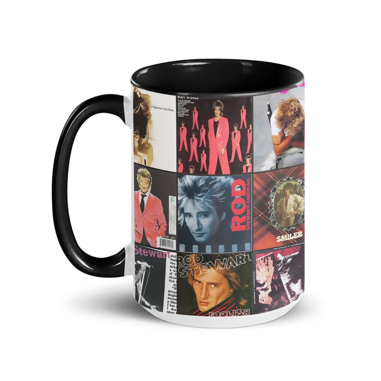 Rod Stewart Accent Mug – Iconic Album Cover Collage Gift