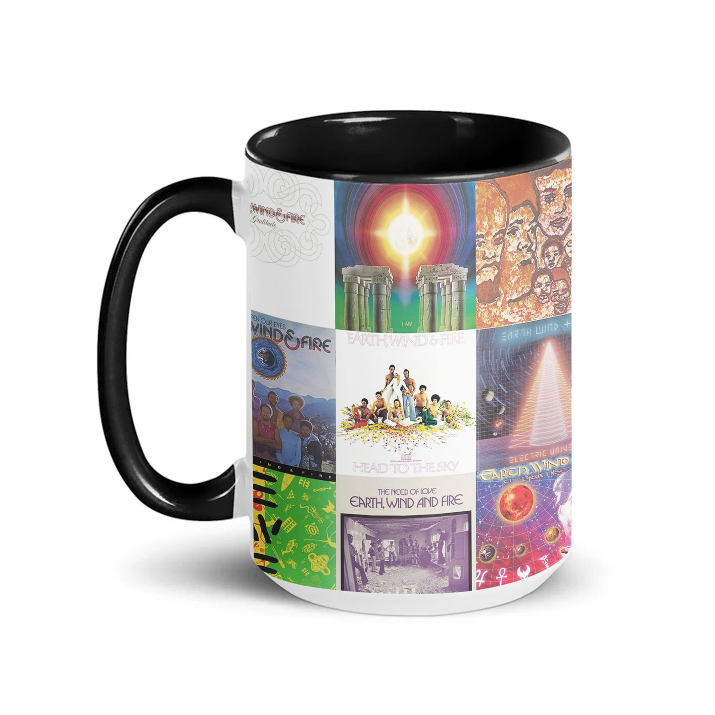 Earth, Wind & Fire Accent Mug – Legendary Album Cover Collage Gift