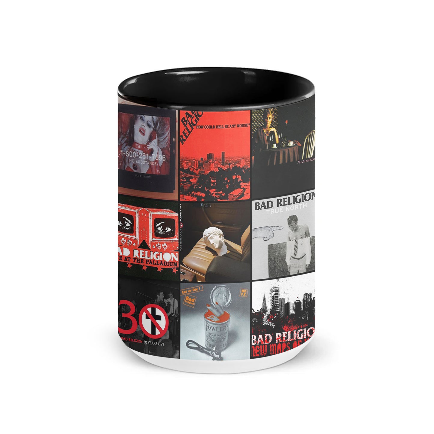 Bad Religion Accent Mug – Classic Album Cover Collage Gift for Punk Rock Fans