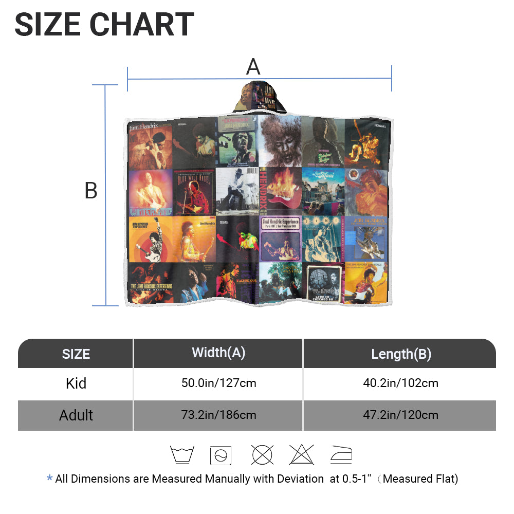 Jimi Hendrix Albums Wearable Hooded Blanket – Vintage Rock & Roll Tribute