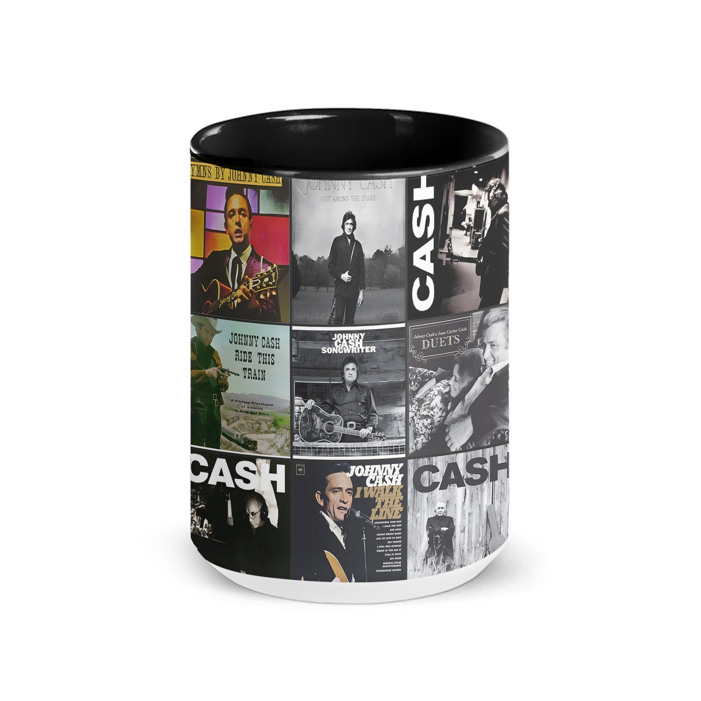 Johnny Cash Accent Mug – Classic Album Cover Collage Gift