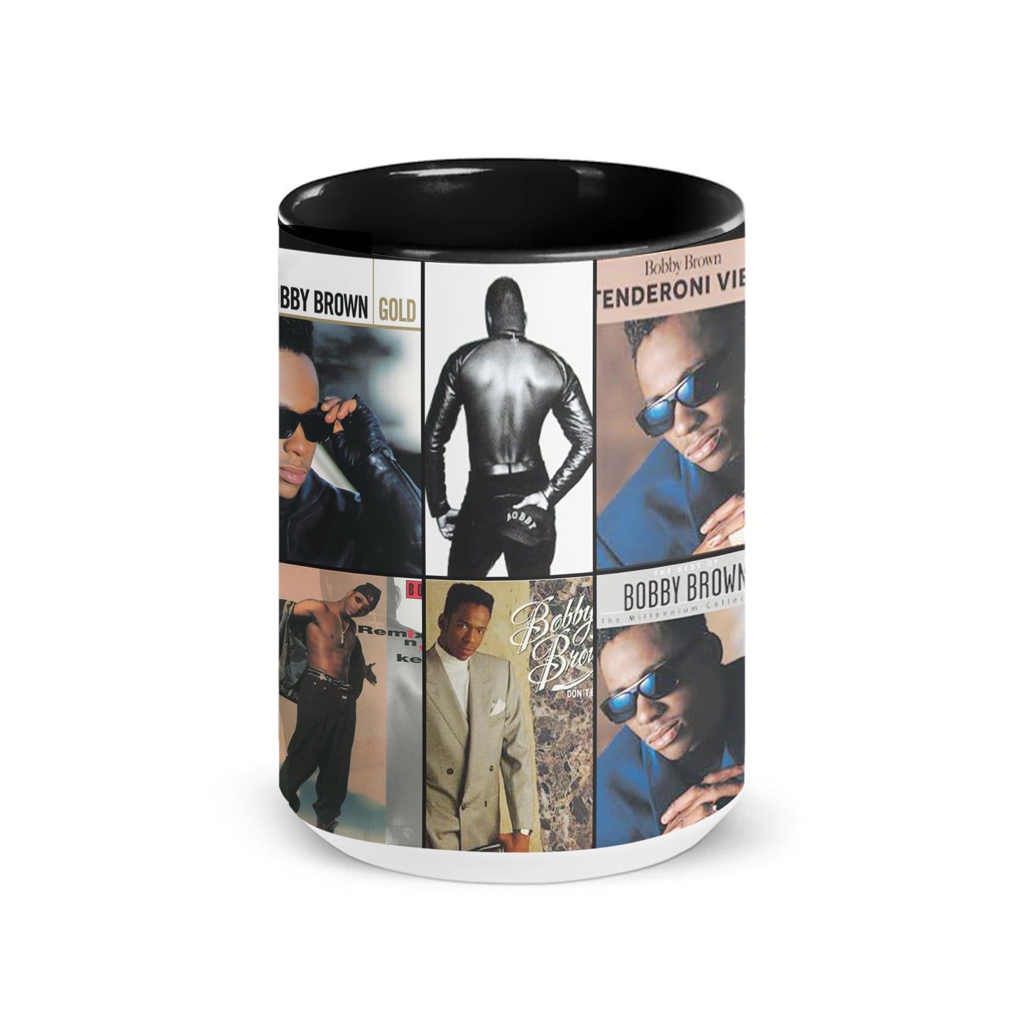 Bobby Brown Accent Mug – Classic Album Cover Collage Gift for R&B Fans