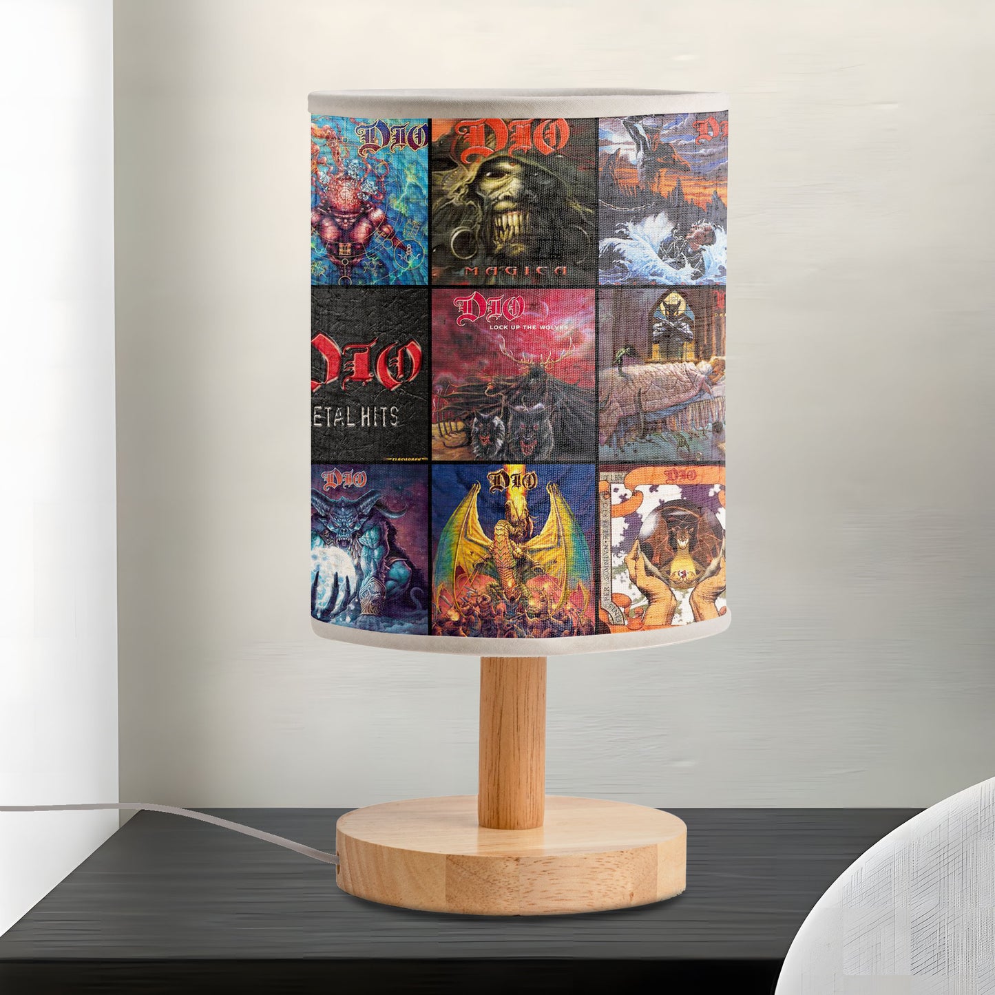 Dio Album Covers Fabric Lamp – Heavy Metal Legend Table Lamp, Retro Music Home Décor Gift for Rock Fans