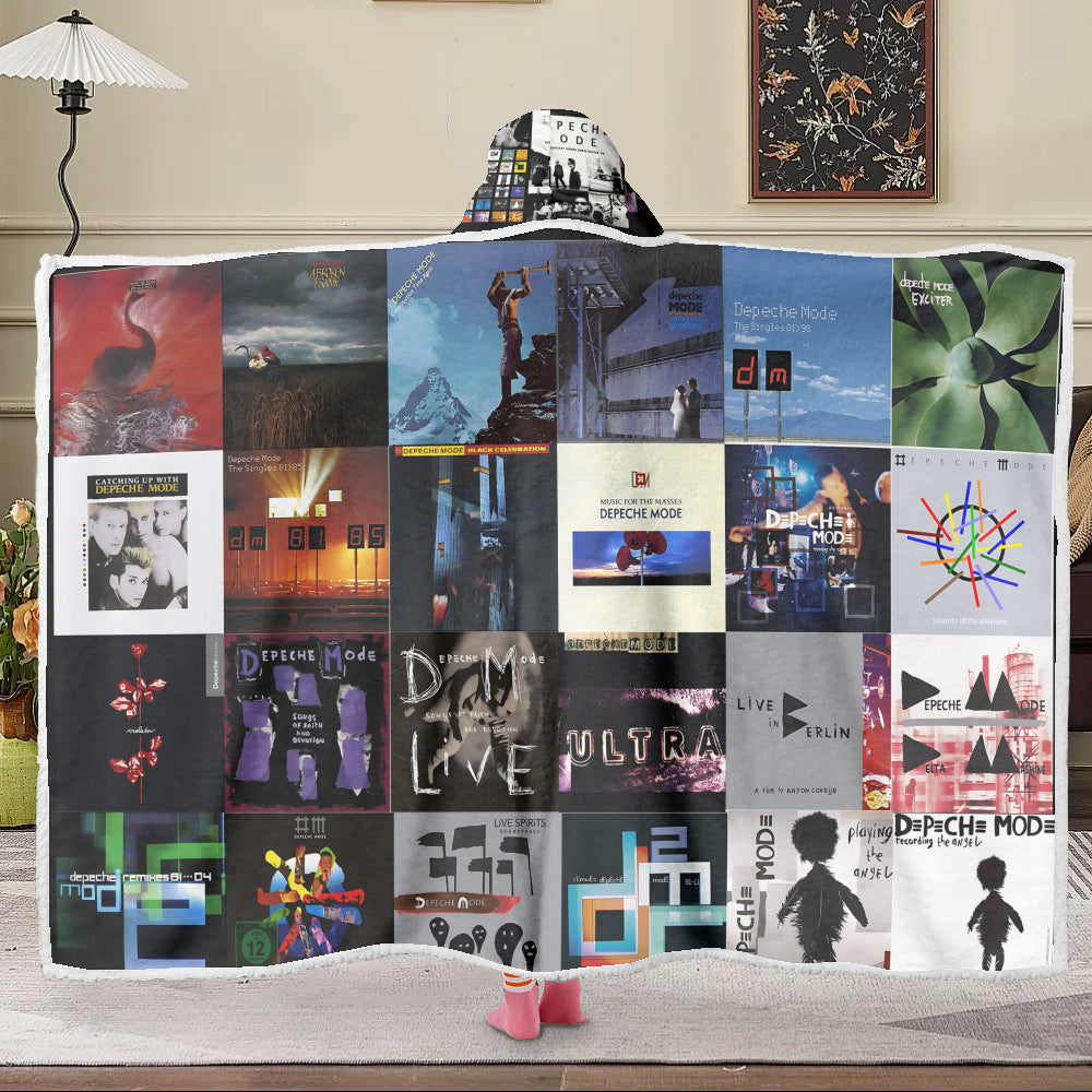 Depeche Mode Albums Wearable Hooded Blanket – Retro Music Lover Gift
