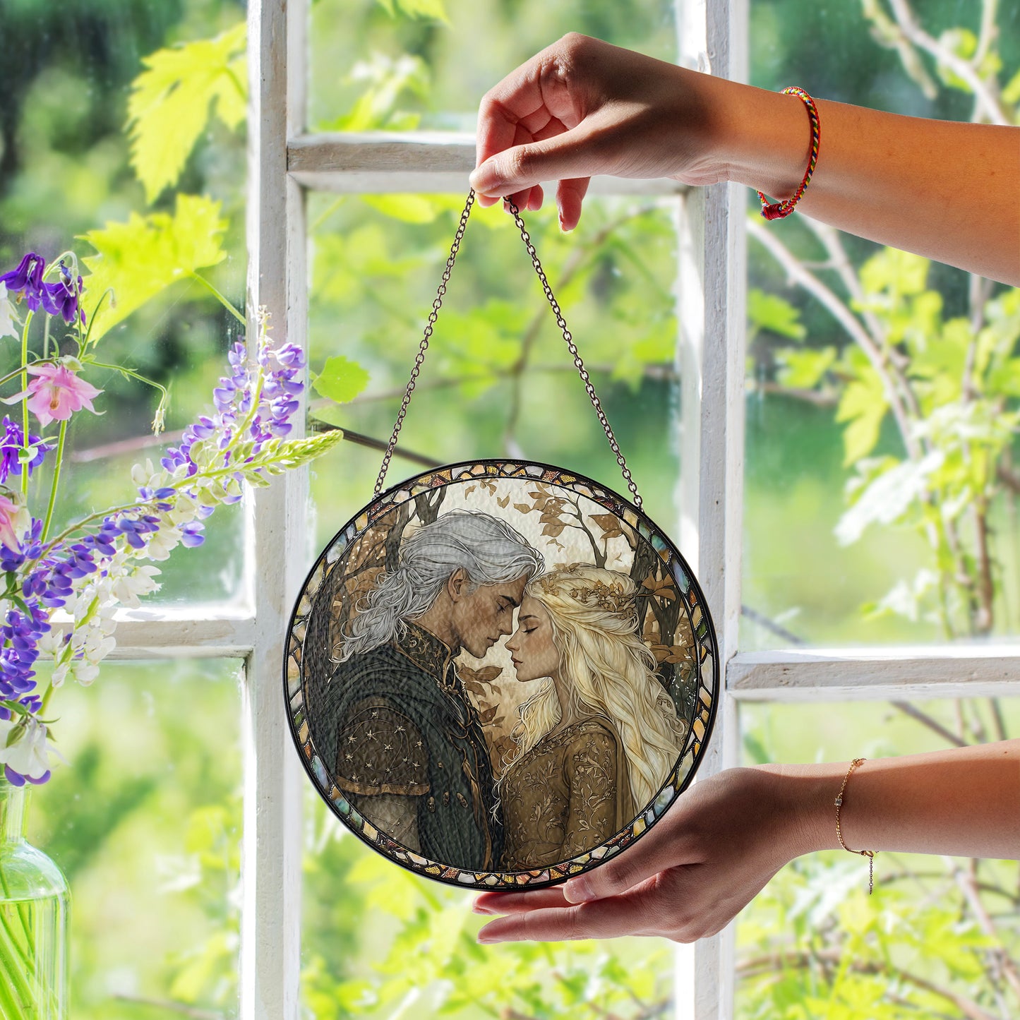 Aelin Galathynius & Rowan Whitethorn Stained Glass Suncatcher