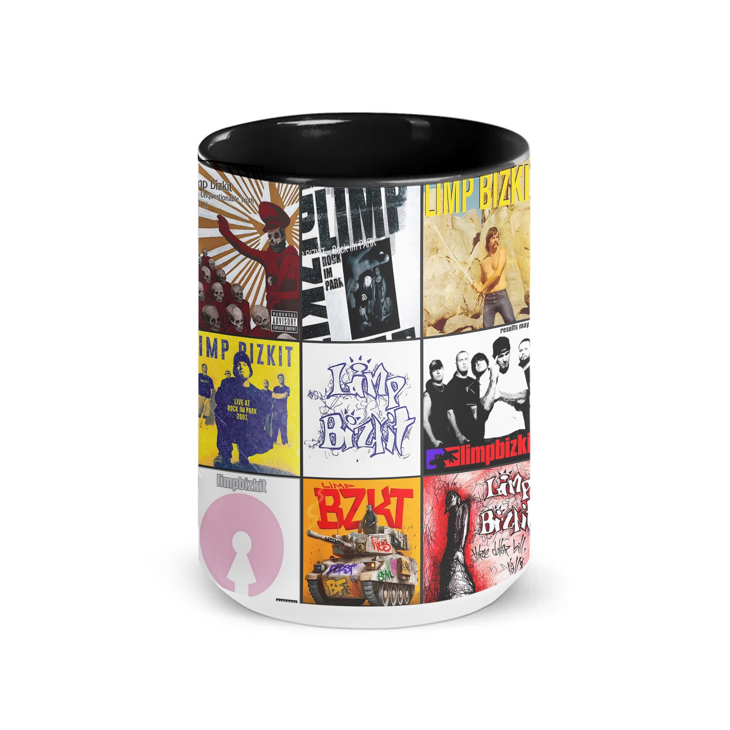 Limp Bizkit Accent Mug – Classic Album Cover Collage Gift for Nu-Metal Fans