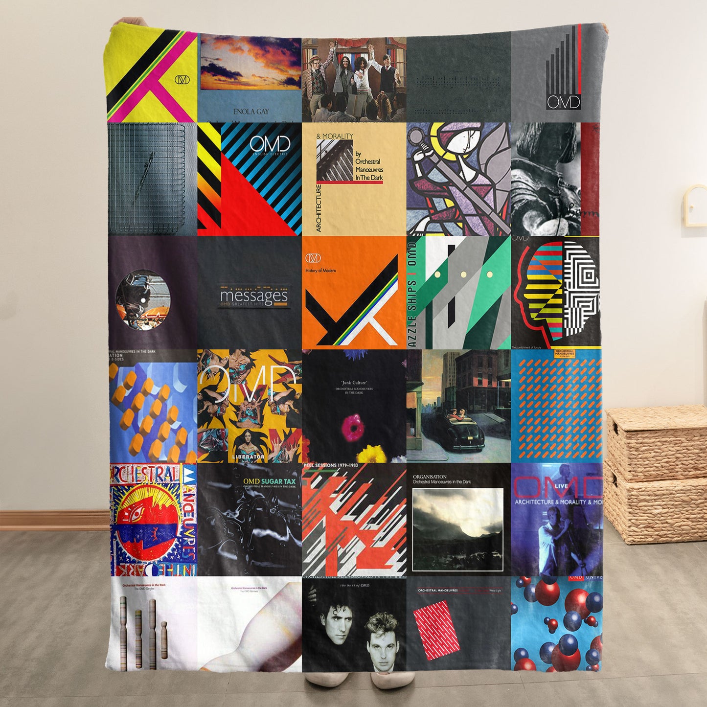 OMD Sherpa Blanket – Iconic Album Cover Collage Cozy Throw for Synth-Pop & New Wave Fans