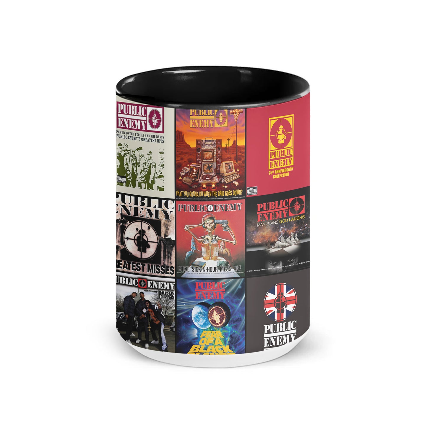 Public Enemy Accent Mug – Iconic Album Cover Collage Gift for Hip-Hop Fans
