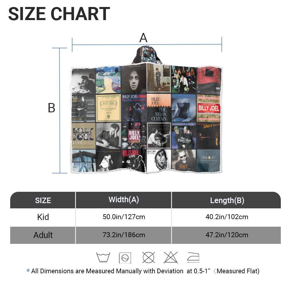 Billy Joel Album Art Wearable Hooded Blanket – Piano Man Fan Gift