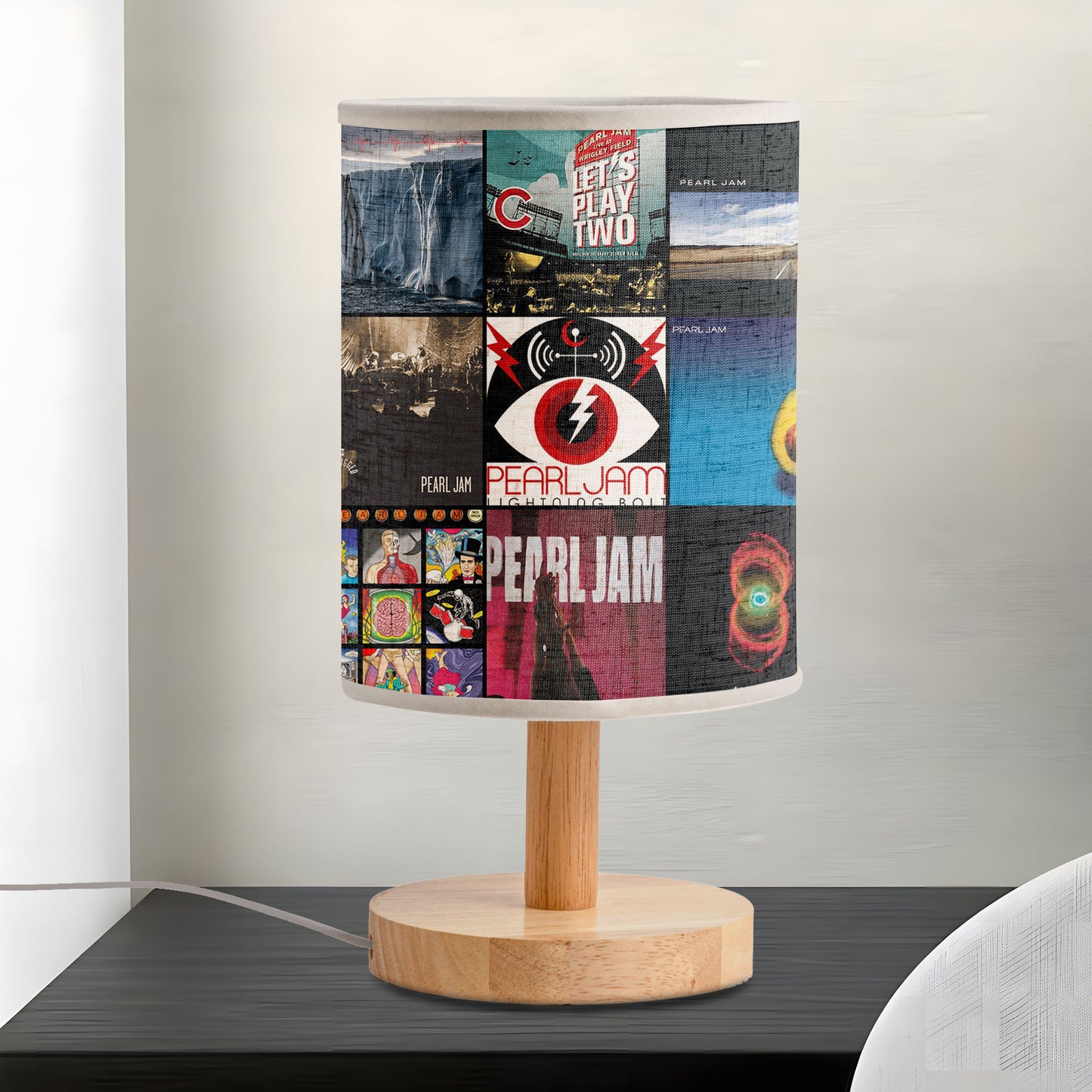 Pearl Jam Album Covers Fabric Lamp – Grunge Rock Band Table Lamp, Retro Home Lighting Décor for Music Fans