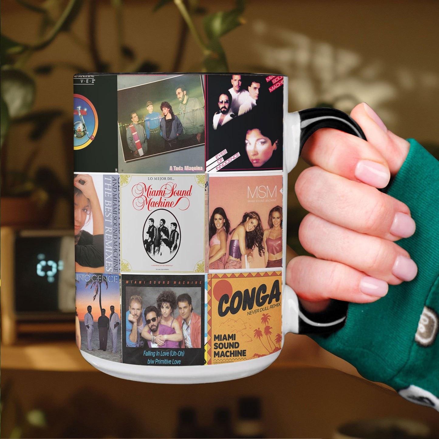 Miami Sound Machine Accent Mug – Retro Latin-Pop Album Collage Gift
