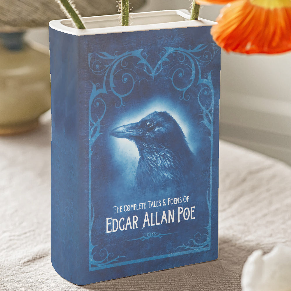 Edgar Allan Poe Raven Book Vase – Gothic Literature Home Decor