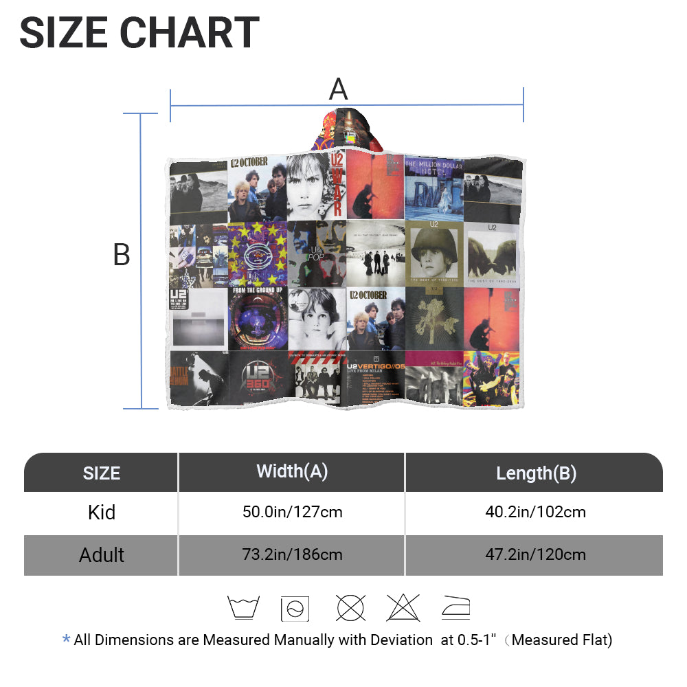 U2 Album Art Wearable Hooded Blanket – Rock Band Fan Gift