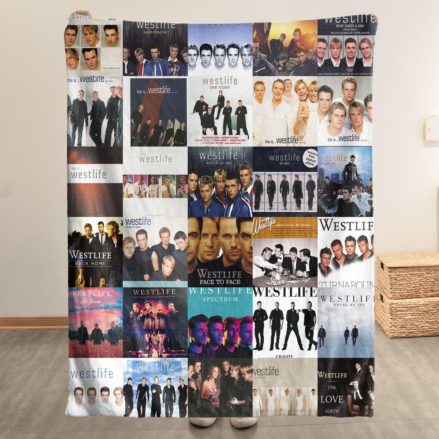 Westlife Sherpa Blanket – Iconic Album Cover Collage Cozy Throw for Pop Ballad Lovers
