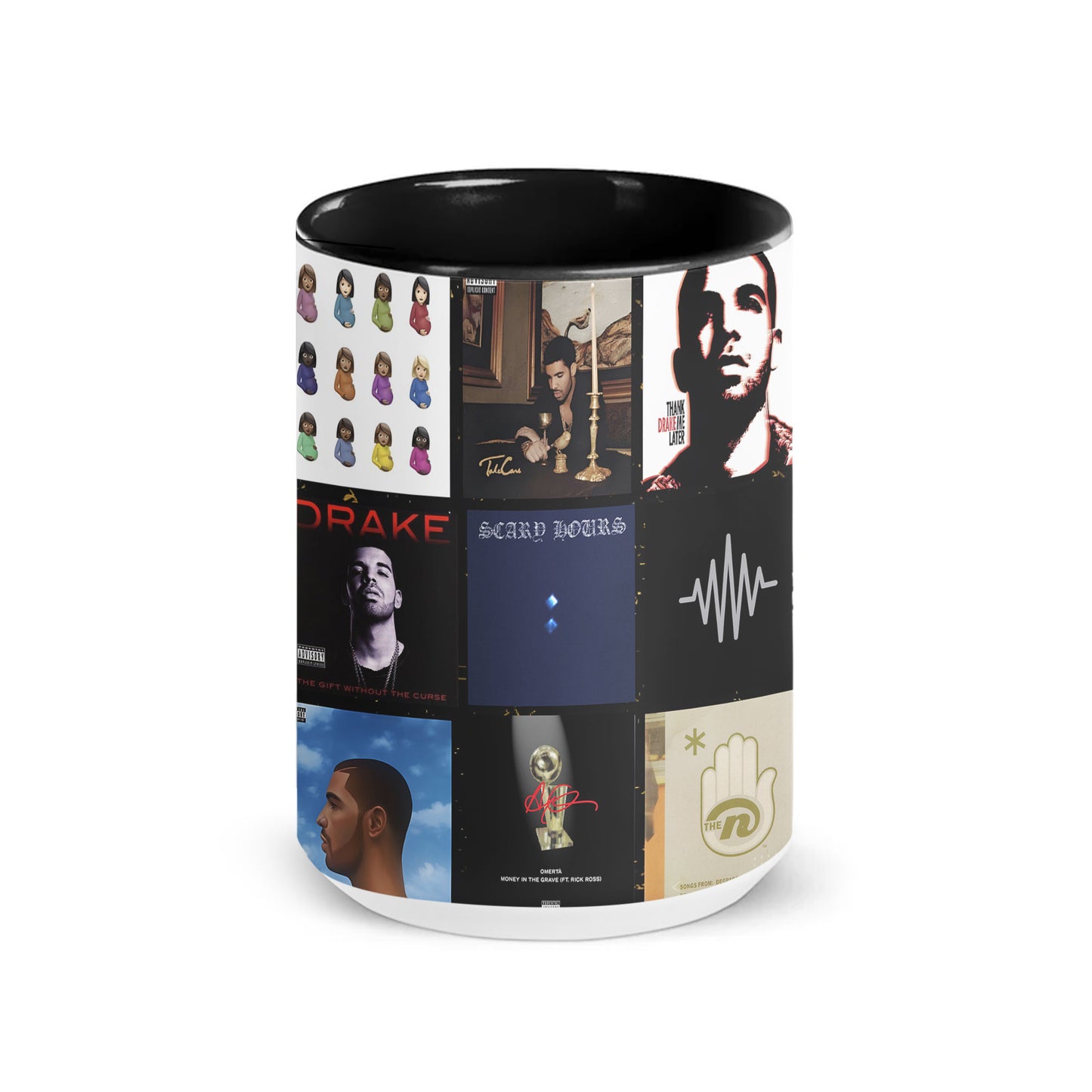 Drake Accent Mug – Iconic Album Cover Collage Gift for Hip-Hop & R&B Fans