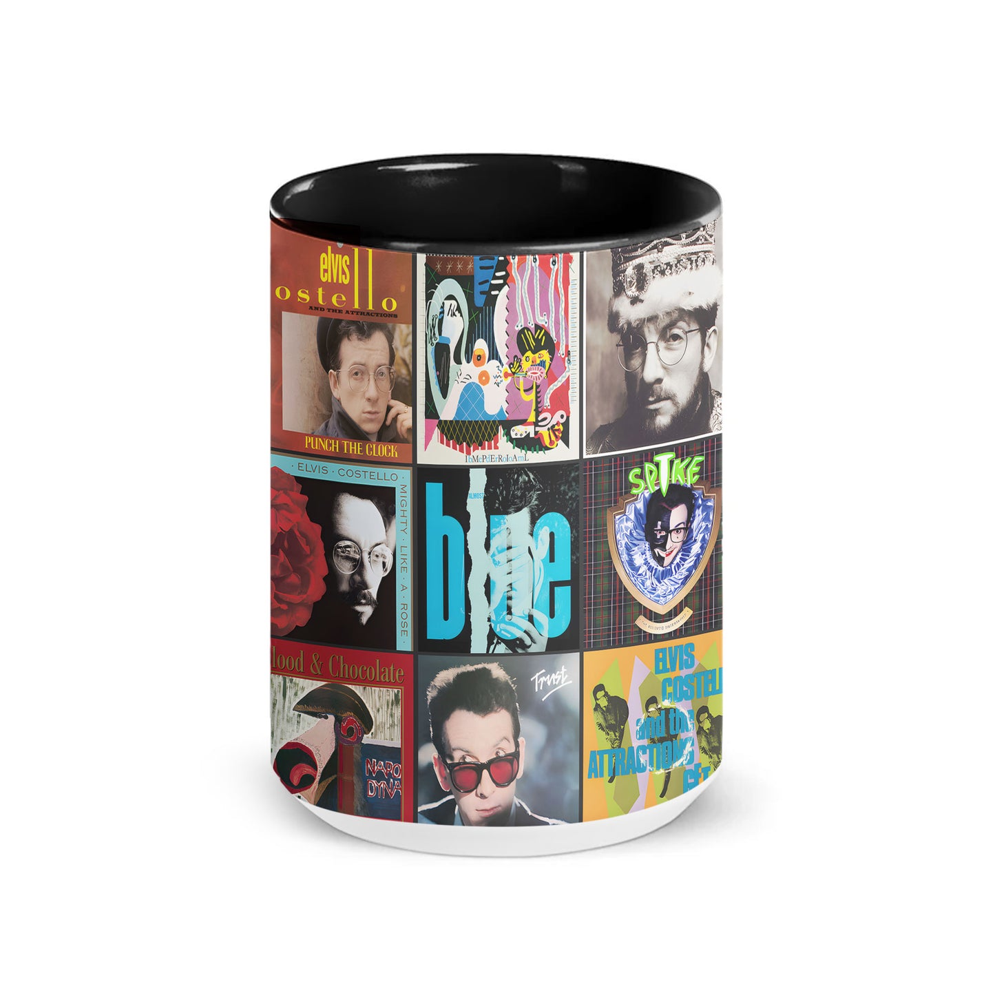 Elvis Costello Accent Mug – Iconic Album Cover Collage Gift