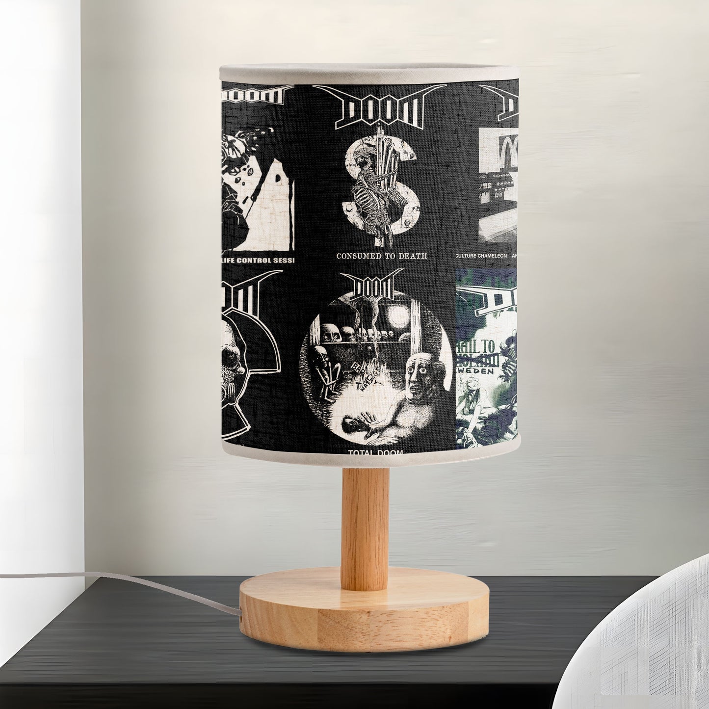 Doom Album Art Table Lamp – Crust Punk & Metal Underground Decorative Light