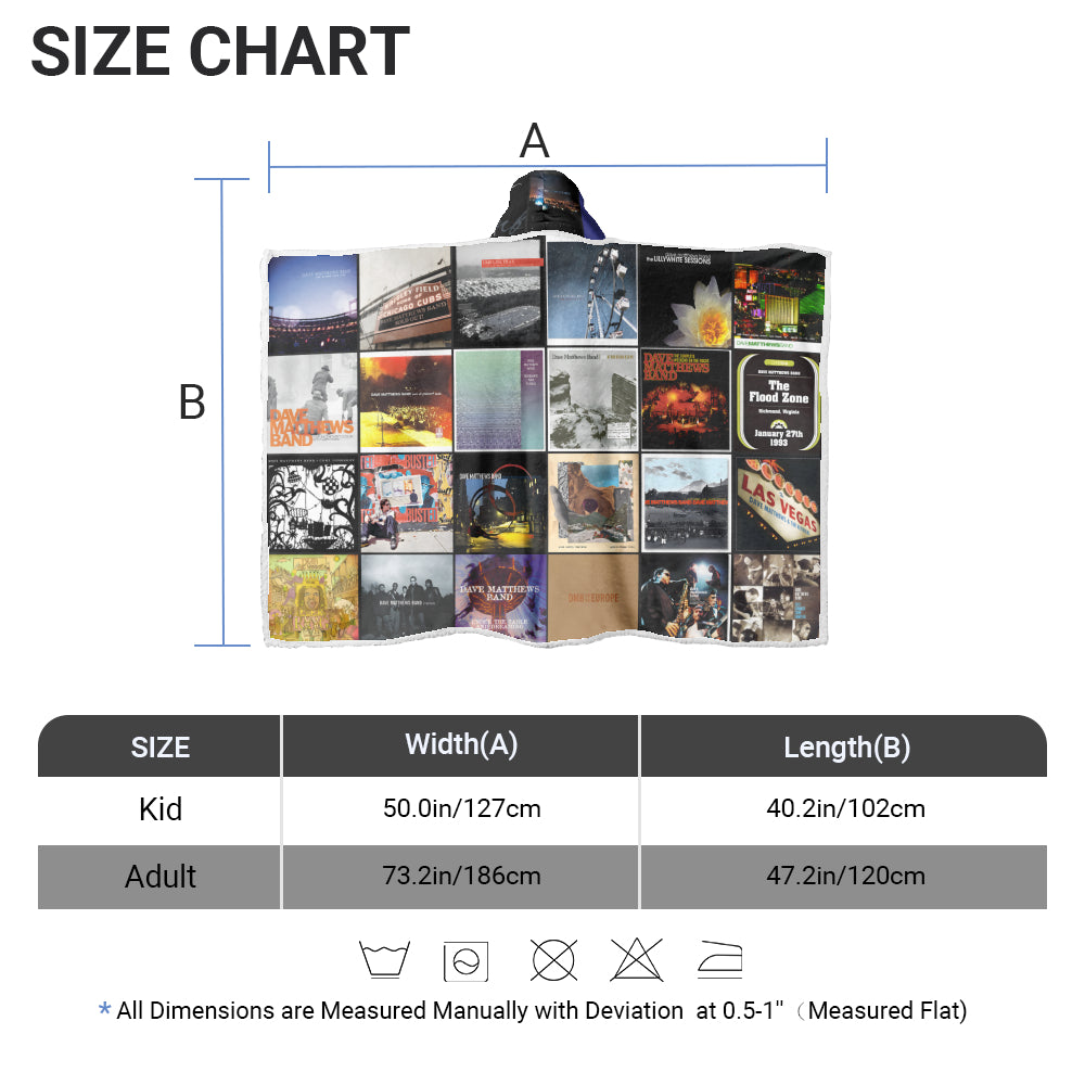 Dave Matthews Band – A Journey Through Albums Wearable Hooded Blanket