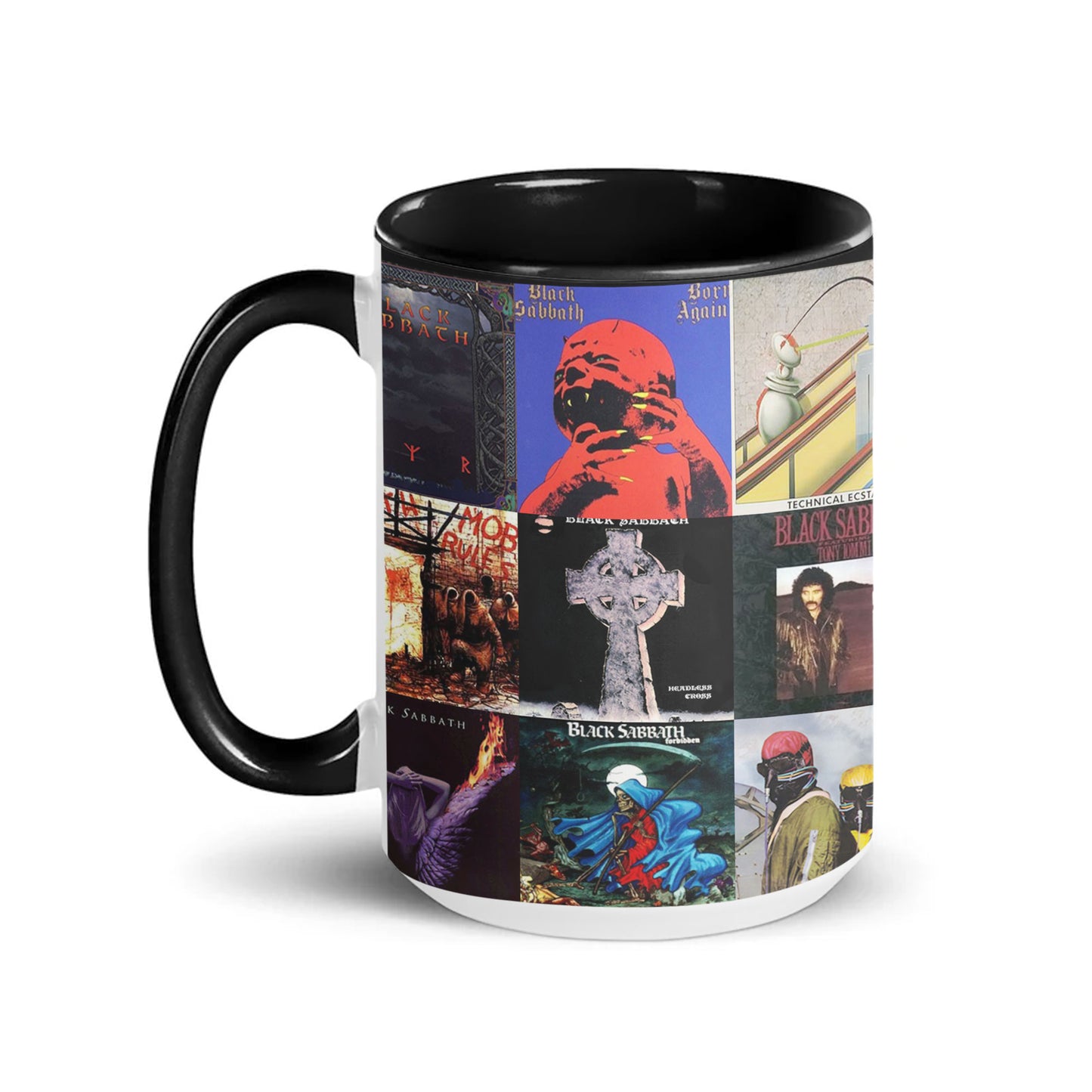 Black Sabbath Accent Mug – Classic Album Cover Collage Gift
