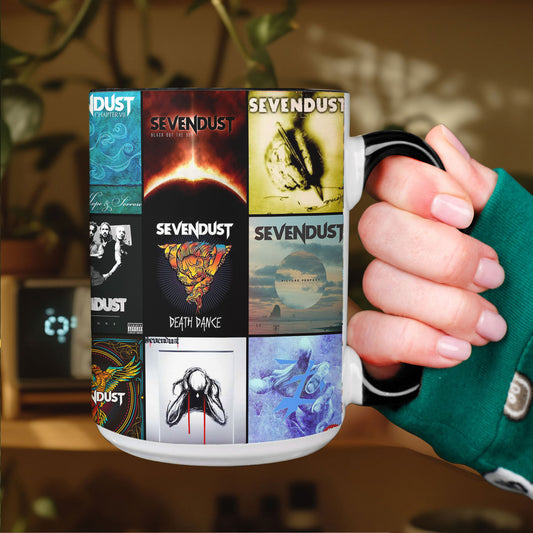 Sevendust Accent Mug – Heavy Rock Album Cover Collage Gift