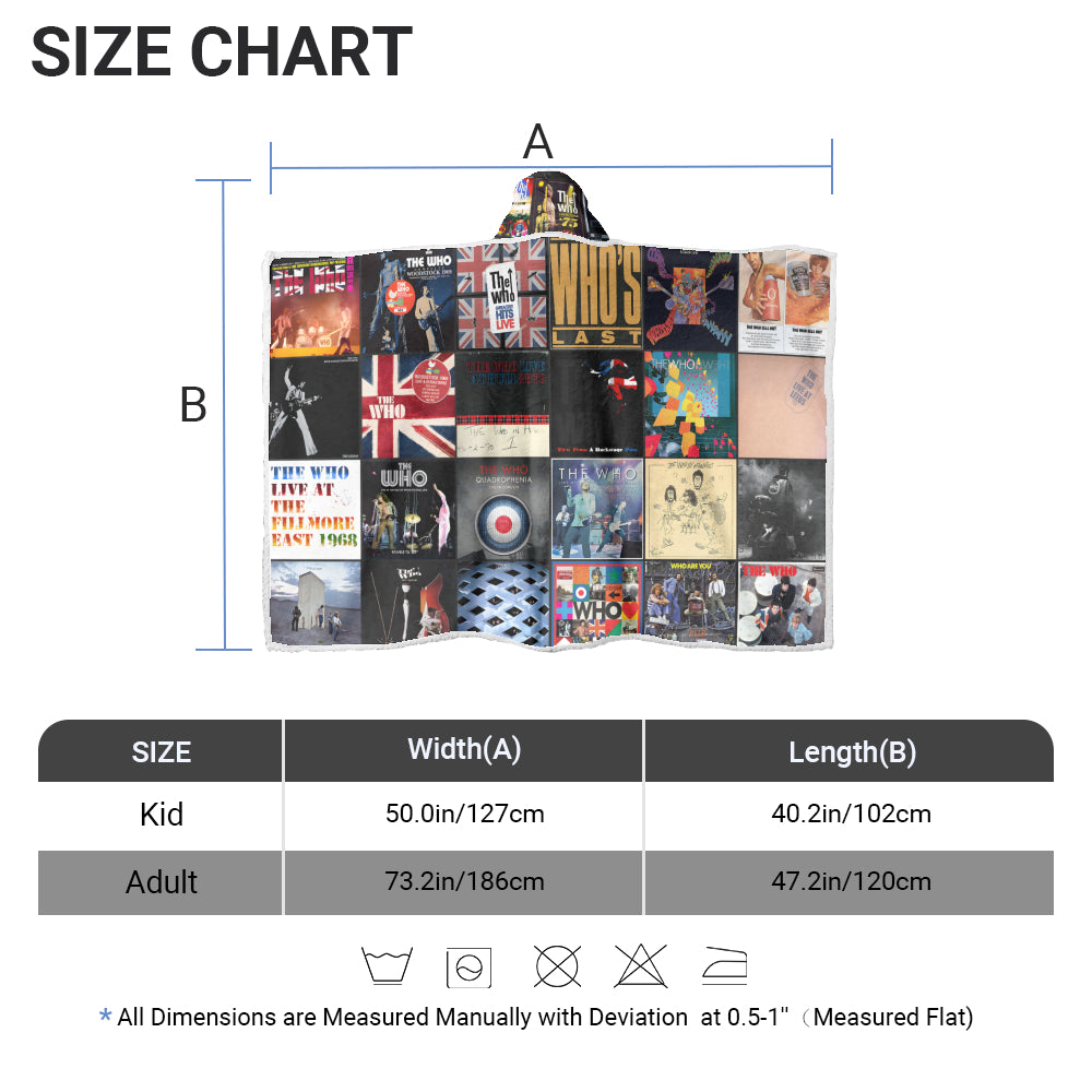 The Who Rock Band Album Covers Wearable Hooded Blanket - Classic British Rock Music Gift for Fans