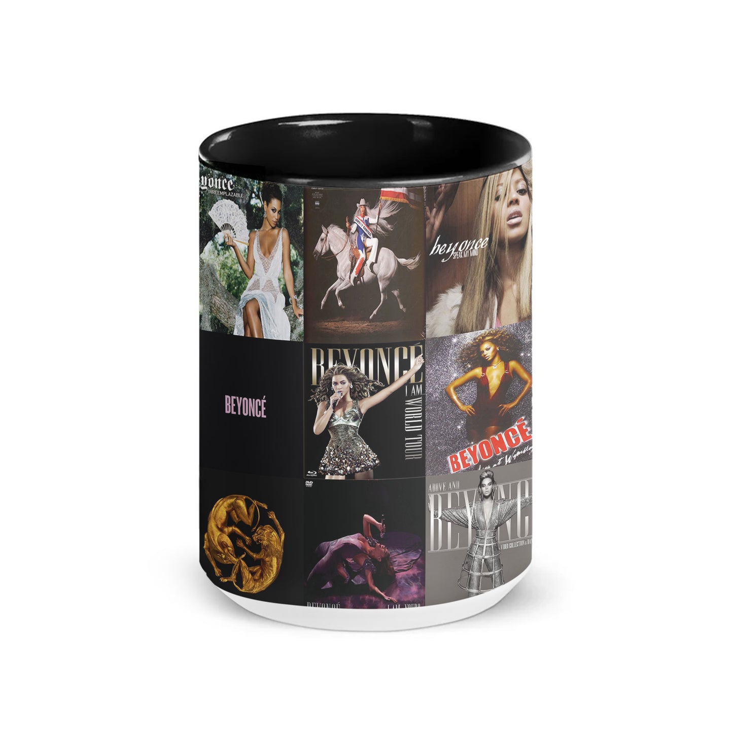 Beyoncé Accent Mug – Iconic Album Cover Collage Gift for Pop & R&B Fans