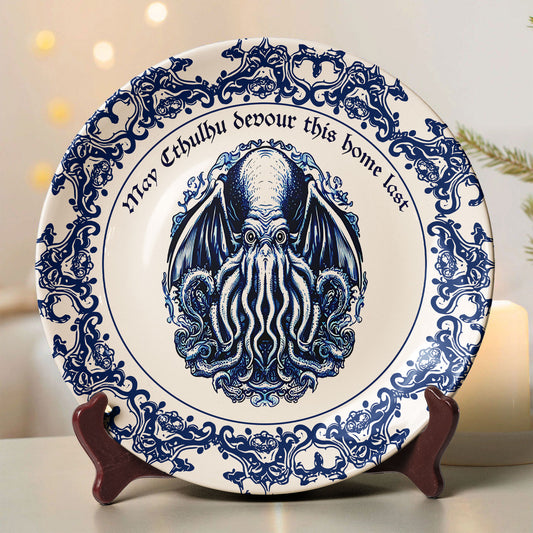 Gothic Cthulhu Decorative Ceramic Plate – Eldritch Elegance for Your Home
