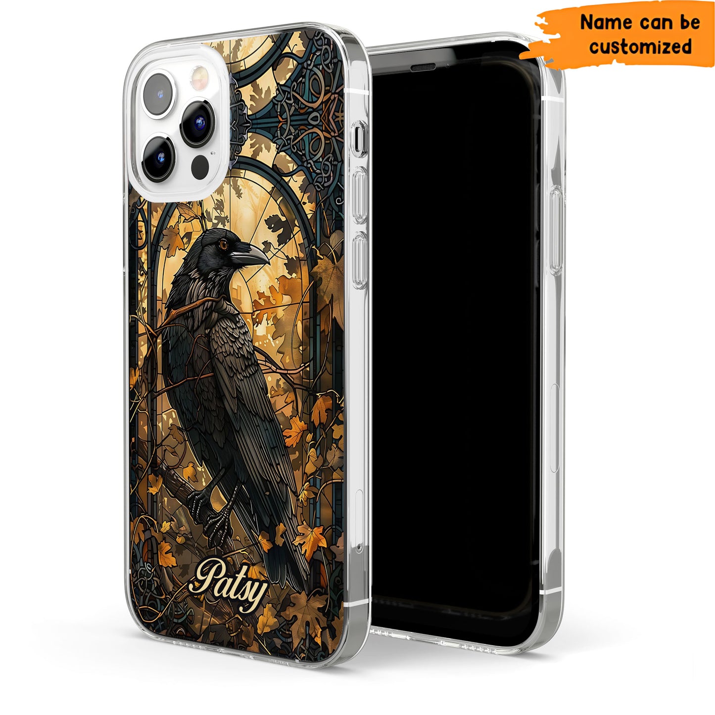 Custom Gothic Raven & Autumn - Personalized Clear Phone