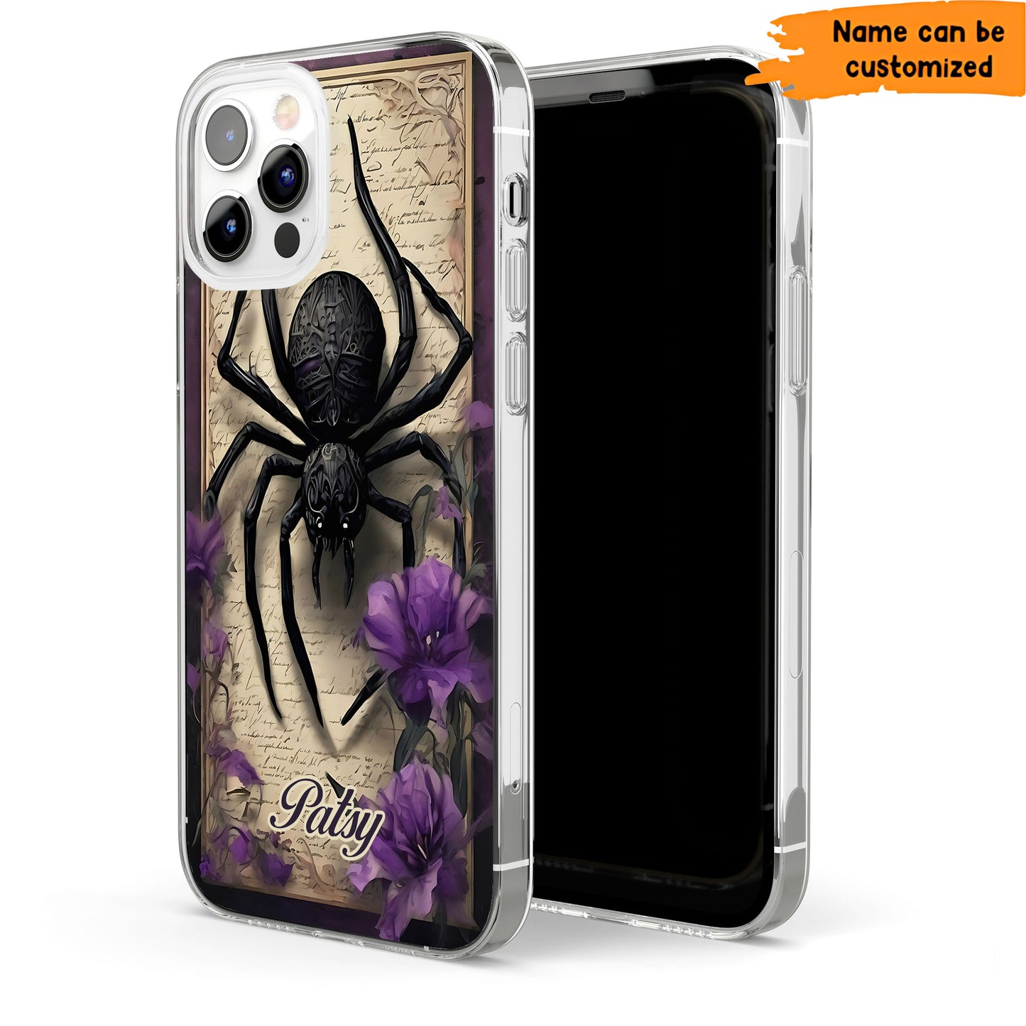 Gothic Spider Phone Case – Dark Floral Cover Personalized Clear Phone Case
