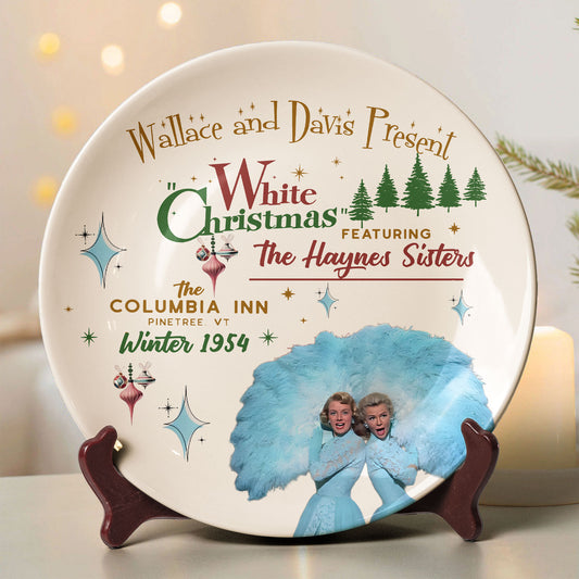 White Christmas Retro Plate – The Haynes Sisters Vintage Collectible