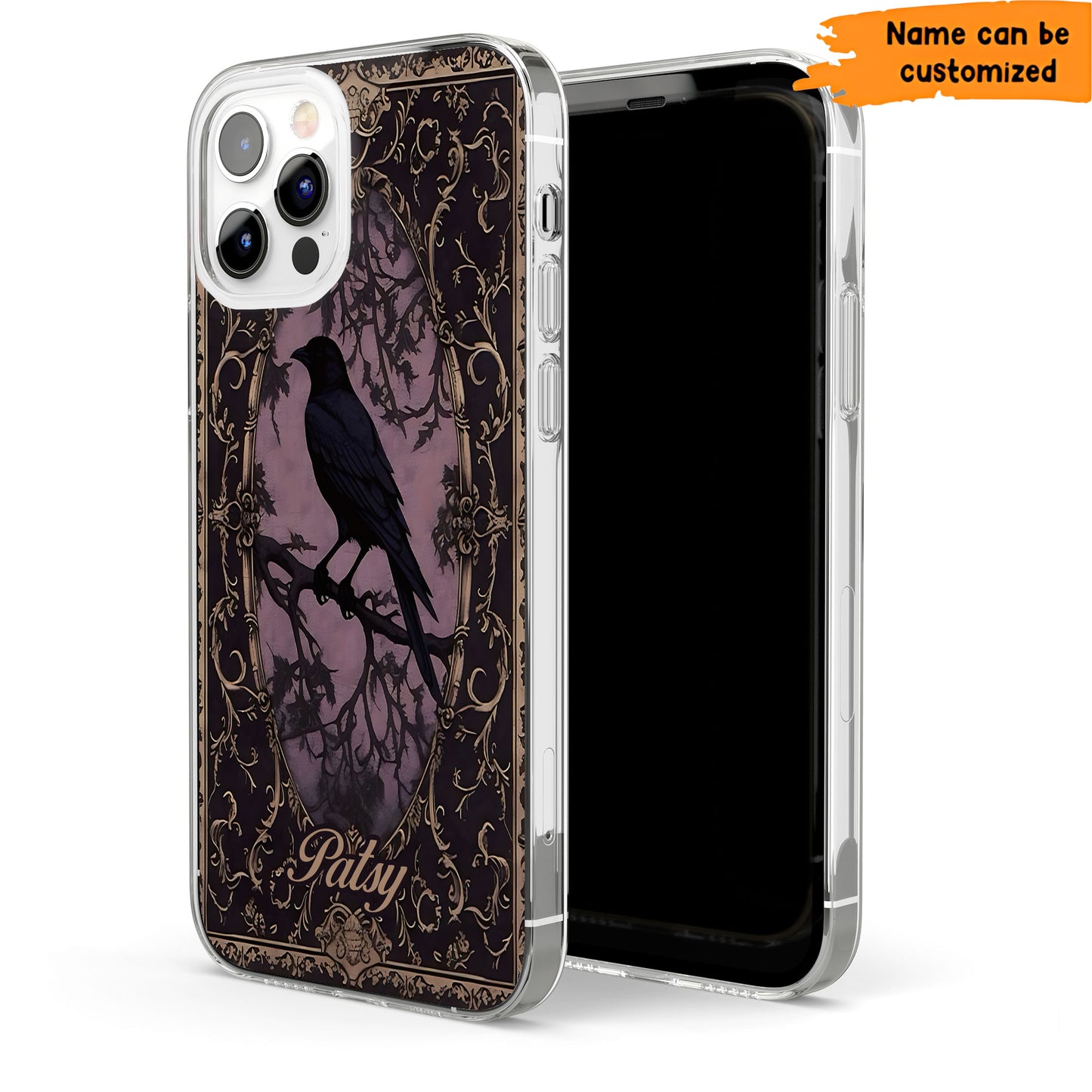 Gothic Raven Phone Case – Dark Vintage Crow Cover Personalized Clear Phone