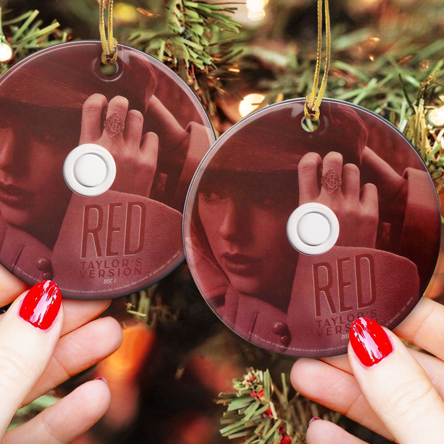 RED Taylor Swift CD Ceramic Ornament – Holiday Music Keepsake Decoration