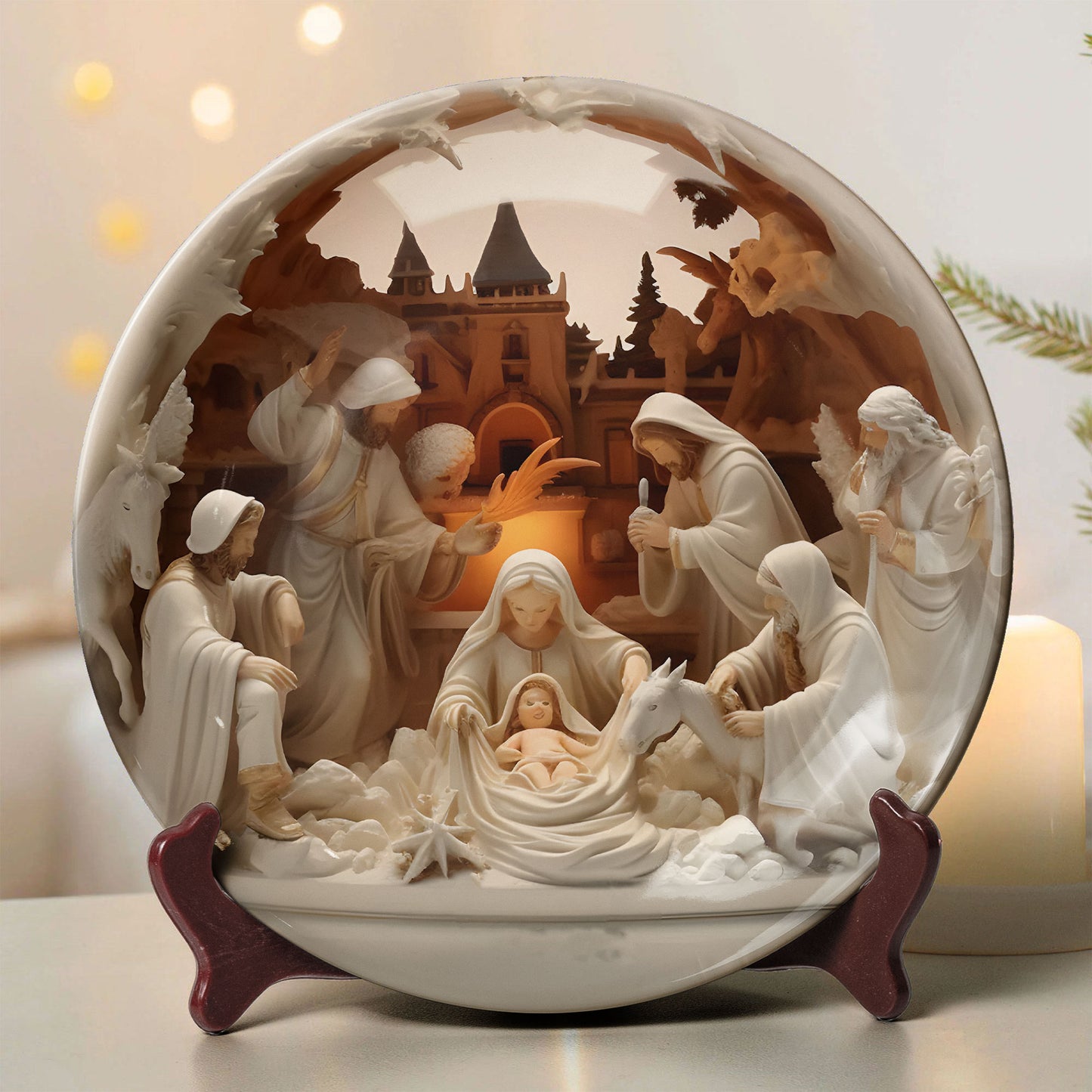 Holy Nativity Ceramic Plate – Handcrafted Christmas Scene