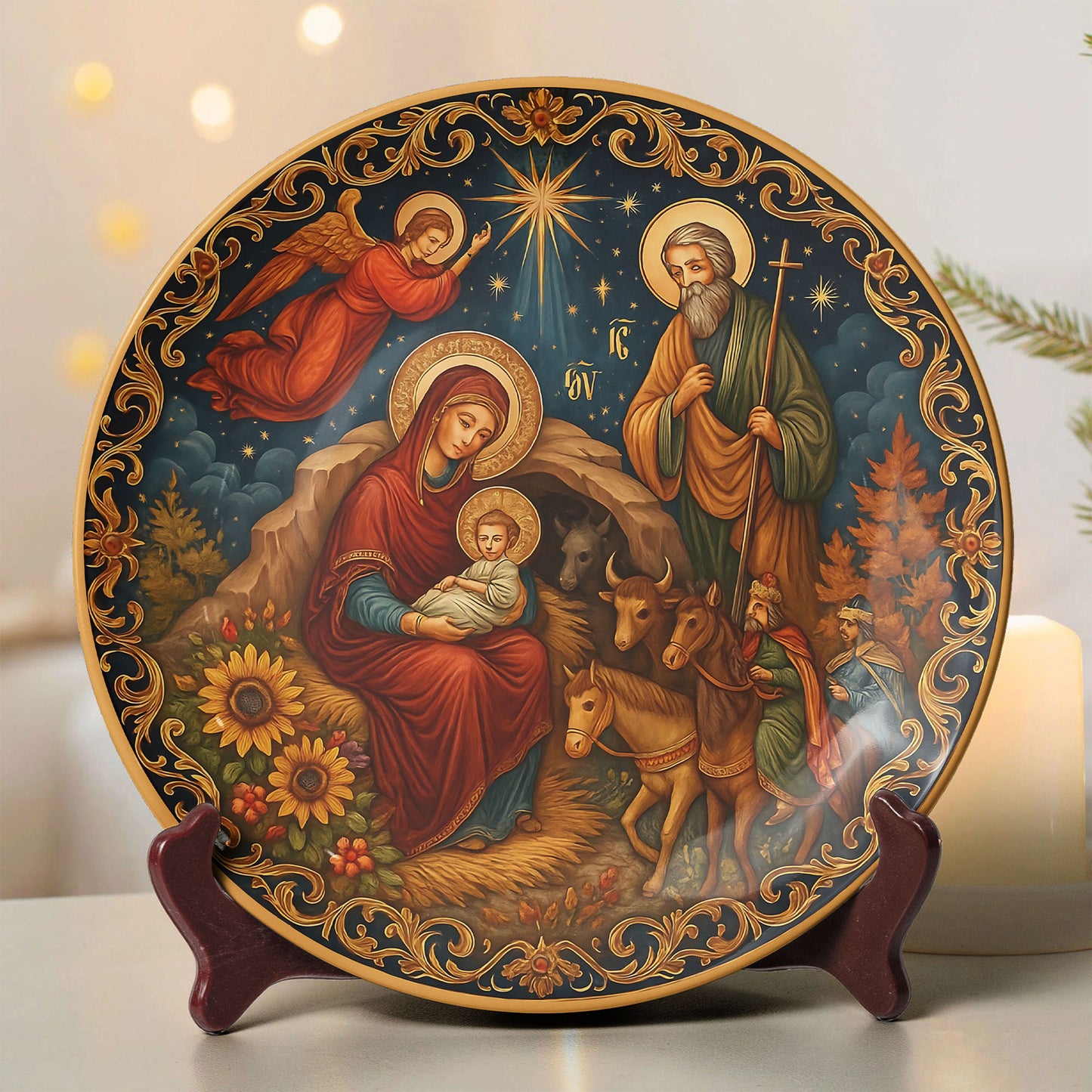 Holy Family Nativity Icon Decorative Ceramic Plate ✨