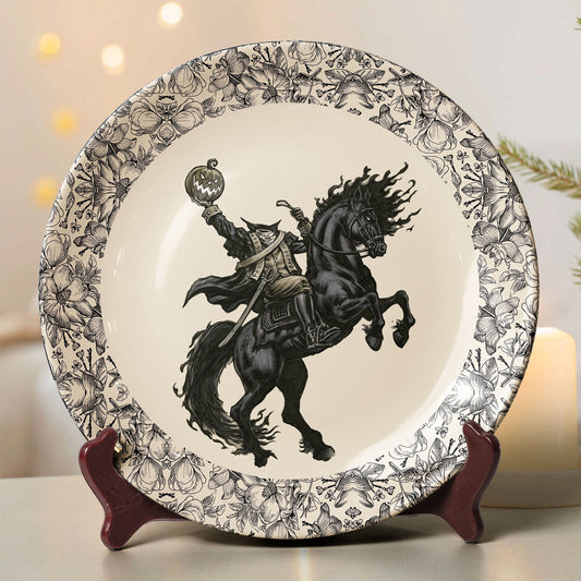 Headless Horseman Ceramic Plate – Gothic Halloween Decorative Dish