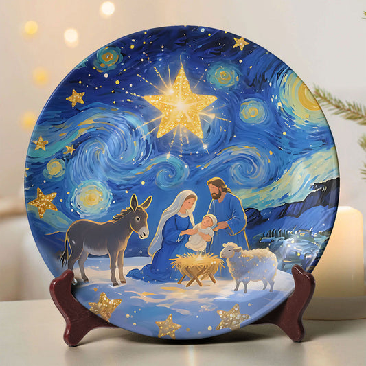 Nativity Scene “Starry Night” Christmas Decorative Plate