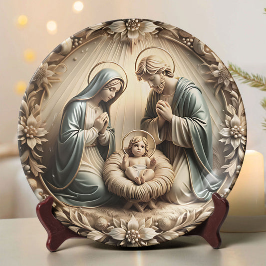 Holy Family Nativity Scene Decorative Plate – Christmas Art Collectible