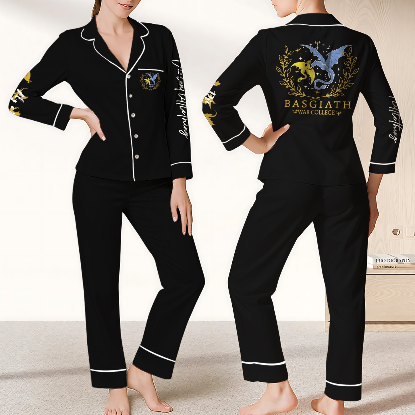 Basgiath War College – Wings of Fire and Bond Satin Pajamas Set