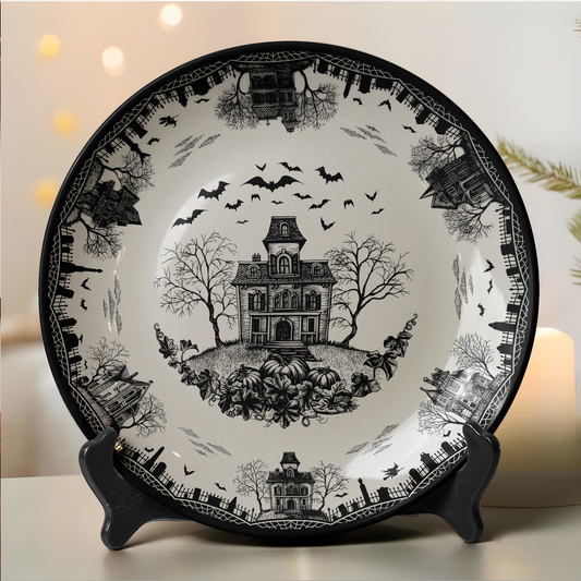 Haunted House Halloween Ceramic Plate