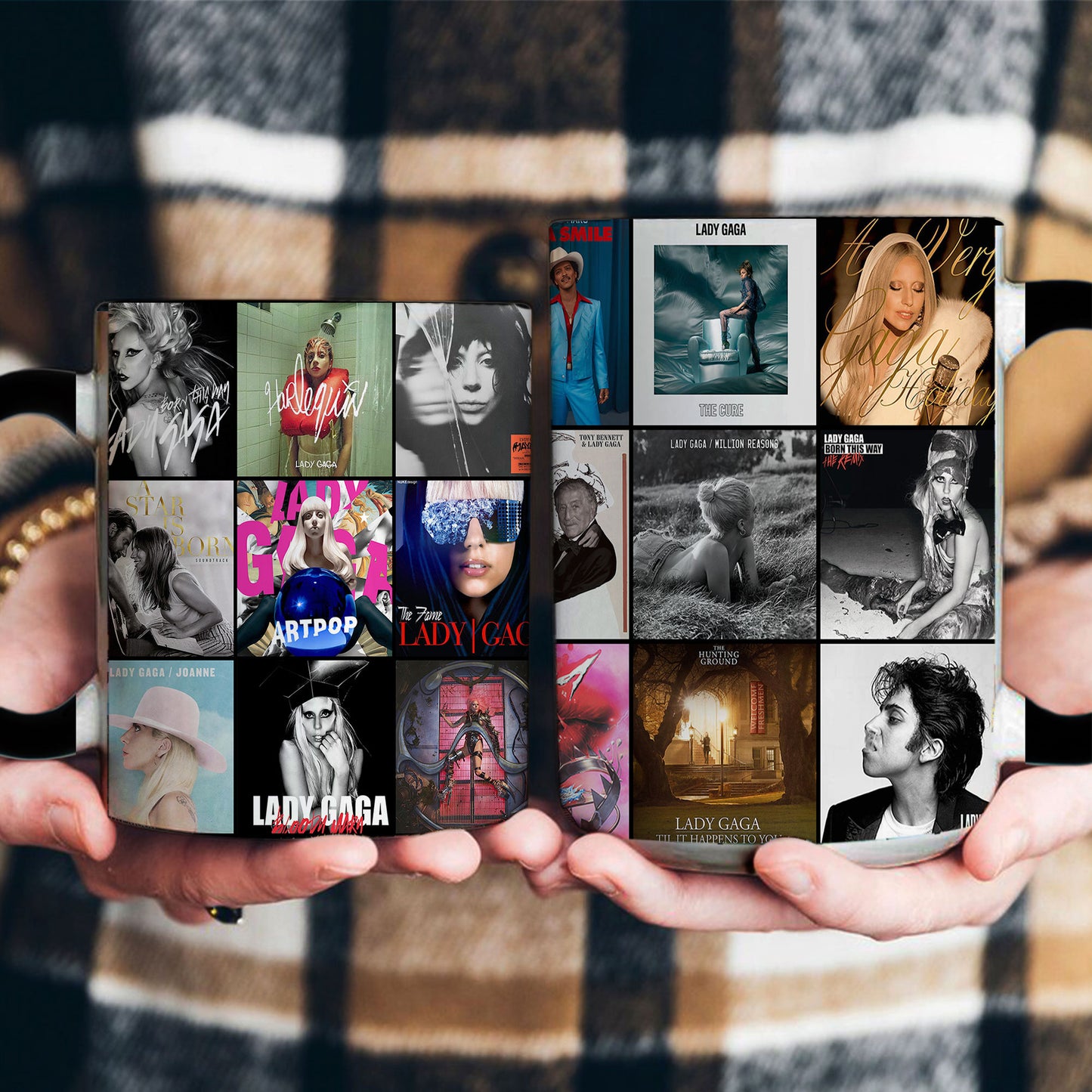 Lady Gaga Accent Mug – Pop Icon Album Cover Collage Gift