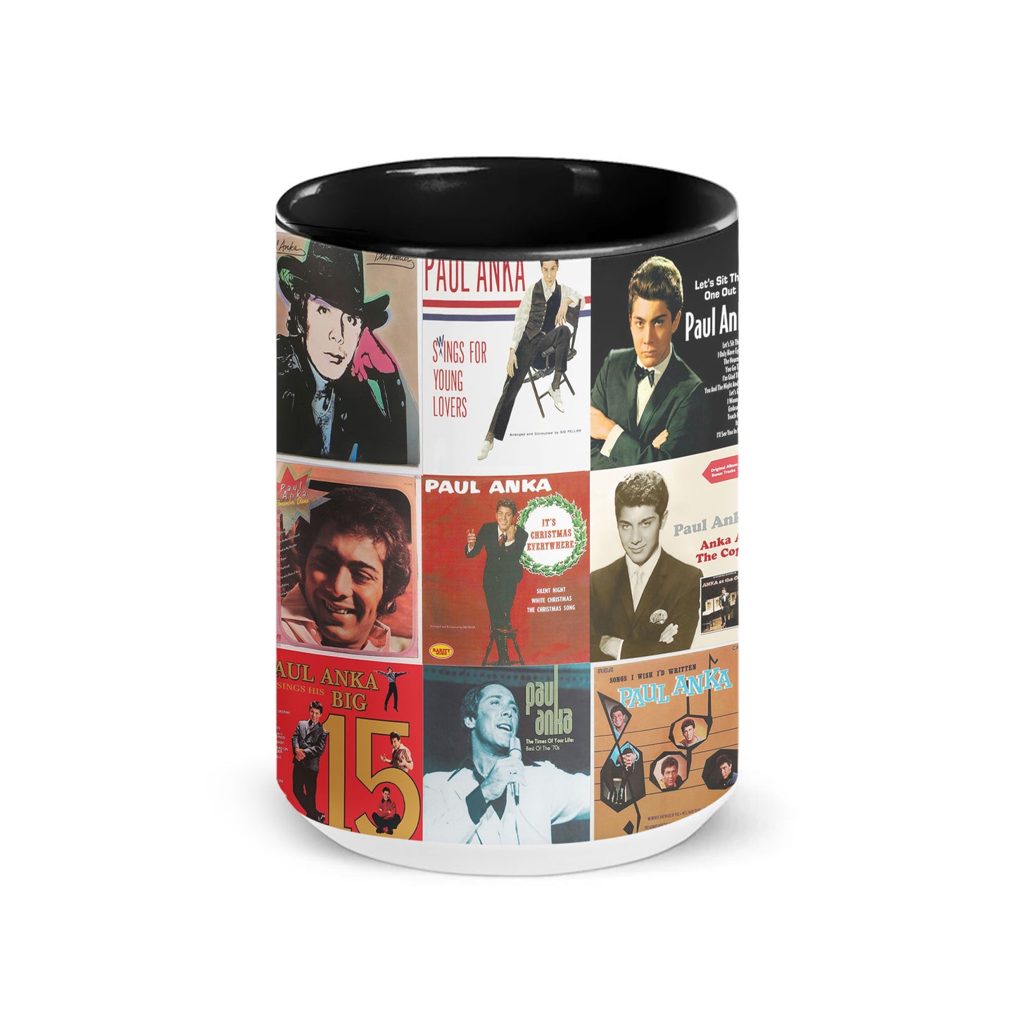Paul Anka Accent Mug – Golden-Era Classics Album Collage Gift