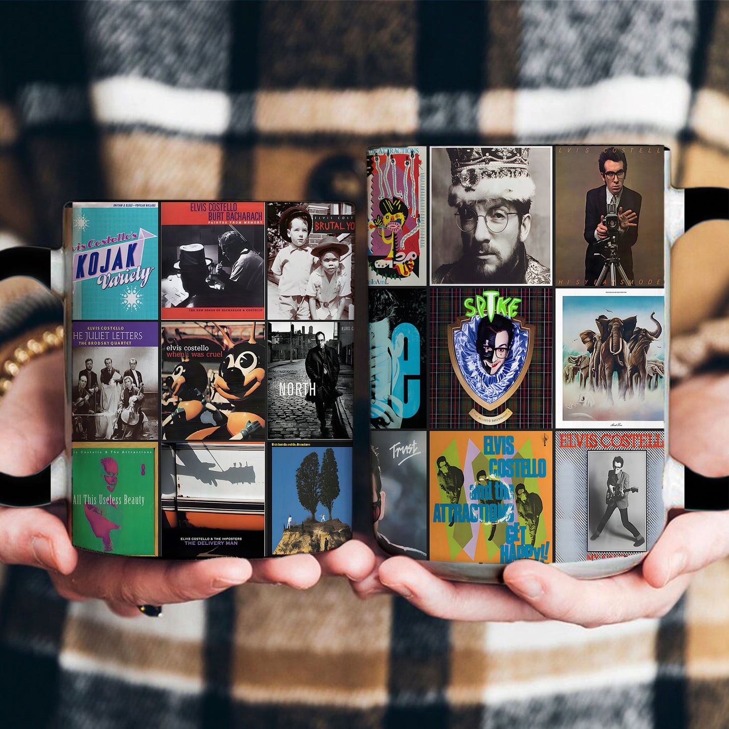 Elvis Costello Accent Mug – Iconic Album Cover Collage Gift